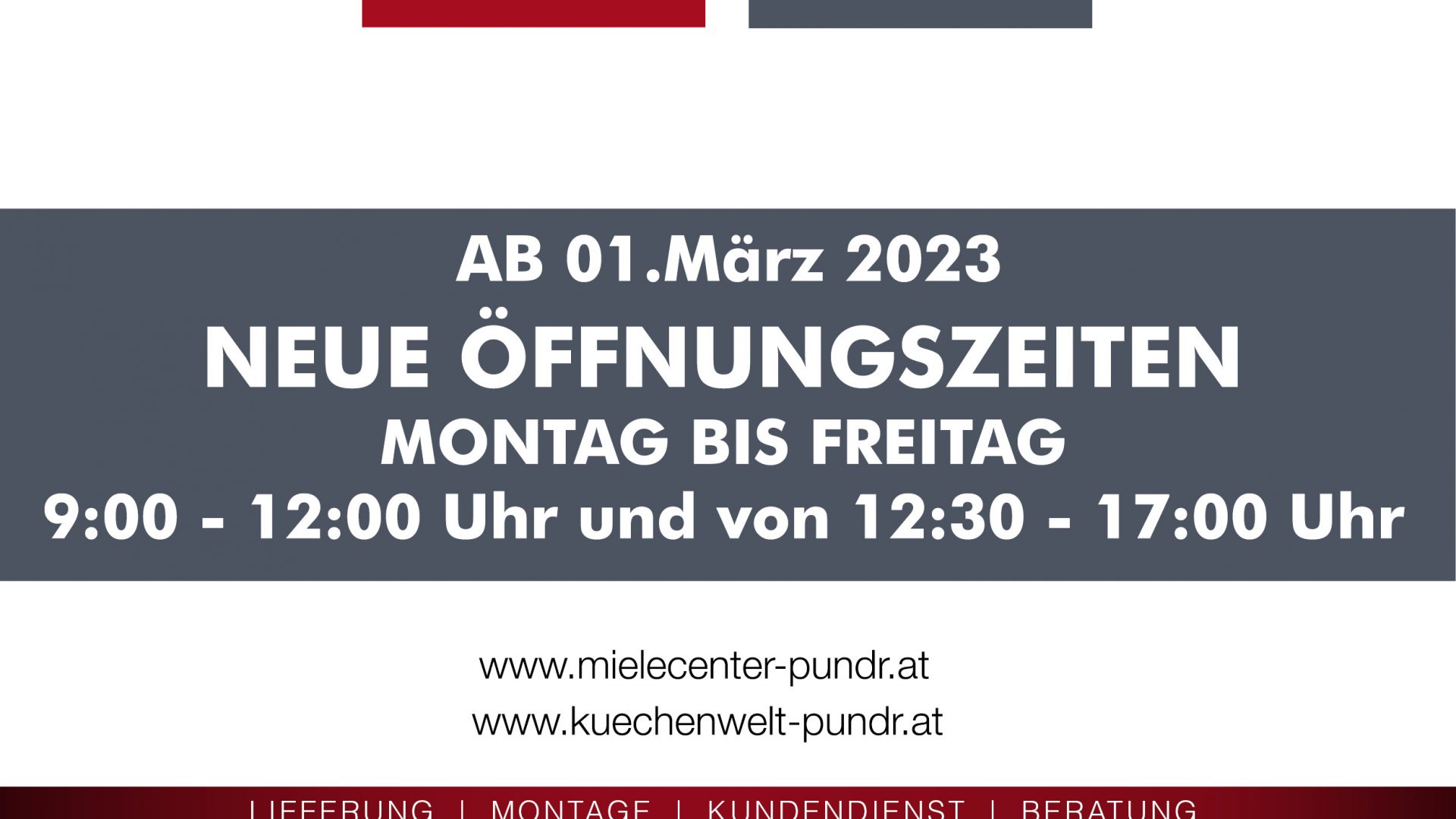 NEUE ÖFFNUNGSZEITEN IM MIELE CENTER P&R